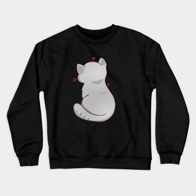 Kawaii Angry Gray Cat from the backside, Cat Lover Crewneck Sweatshirt by dukito